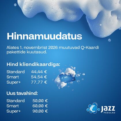 Jazz Q-Kaardi hinnad muutuvad alates 1. novembrist 2026