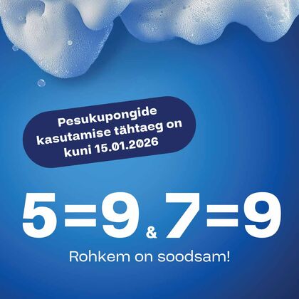 5=9 ja 7=9 pesutänava kupongide kasutuse tähtaeg on pikem